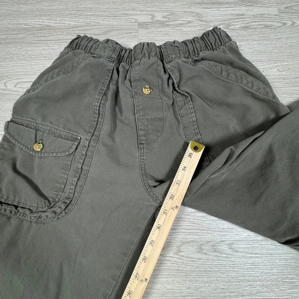 Vintage Ocean Pacific Mens Cargo Pants Olive‎ Green Elastic Waist Cotton Medium